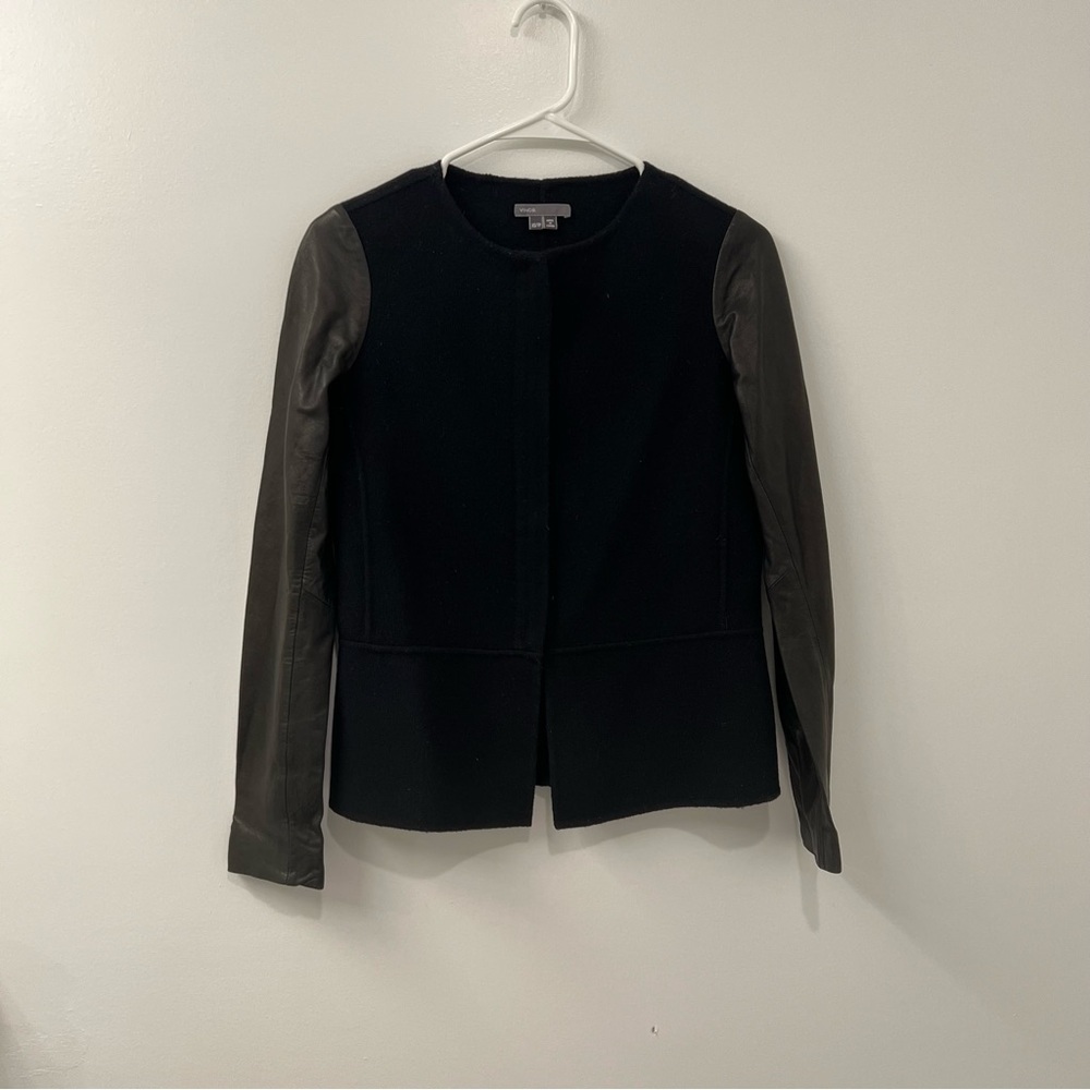 Vince Wool Leather Sleeves Jacket XS - Picture 4 of 9